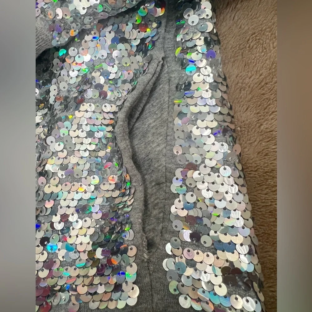 PINK Victoria's Secret Glittering Silver Hoodie